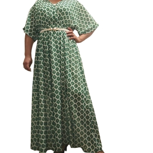 Maxi Dress Floral Patern Elastic Waist Size M - Picture 3 of 8